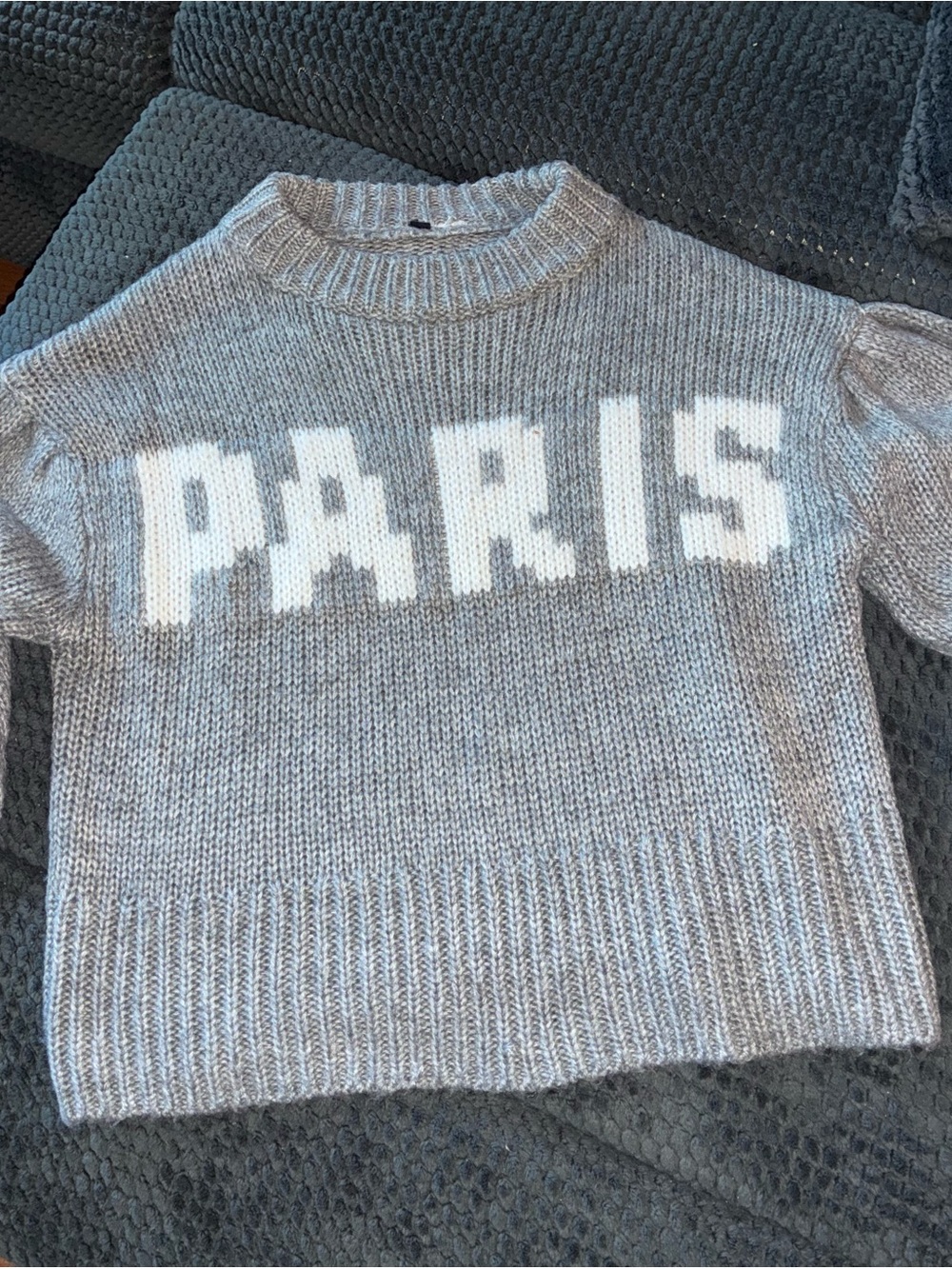 H&M Gray Crewneck Sweater with White PARIS Lettering